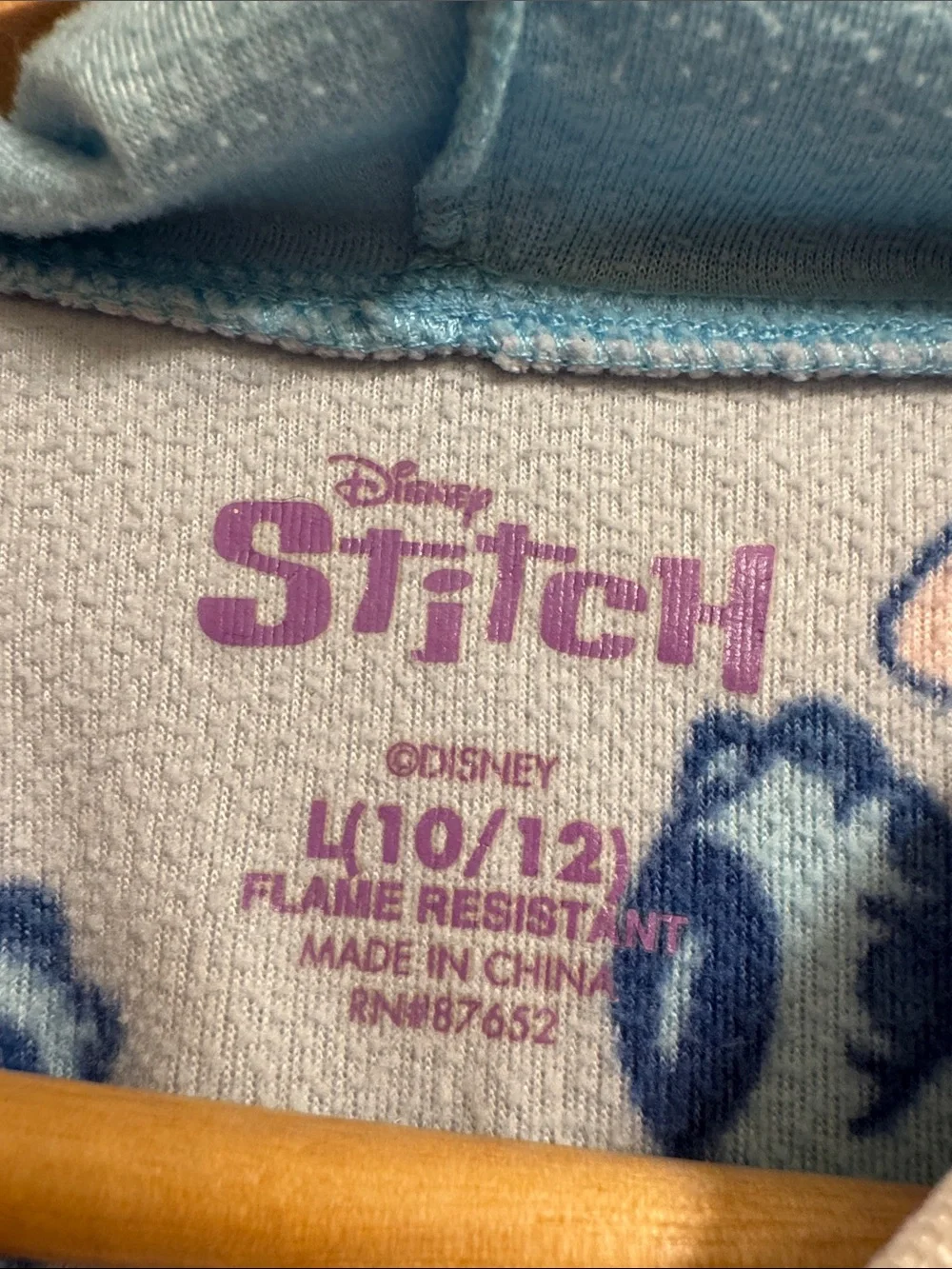 Disney Light Blue Stitch Hooded Fleece Onesie Pajamas